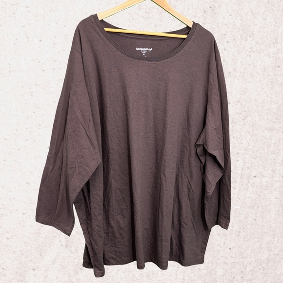 Woman Within Gray Oversized 3/4 Sleeve Tee - Picture 1 of 3
